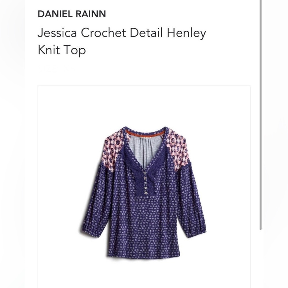 Daniel Rainn crochet Henley top. Medium